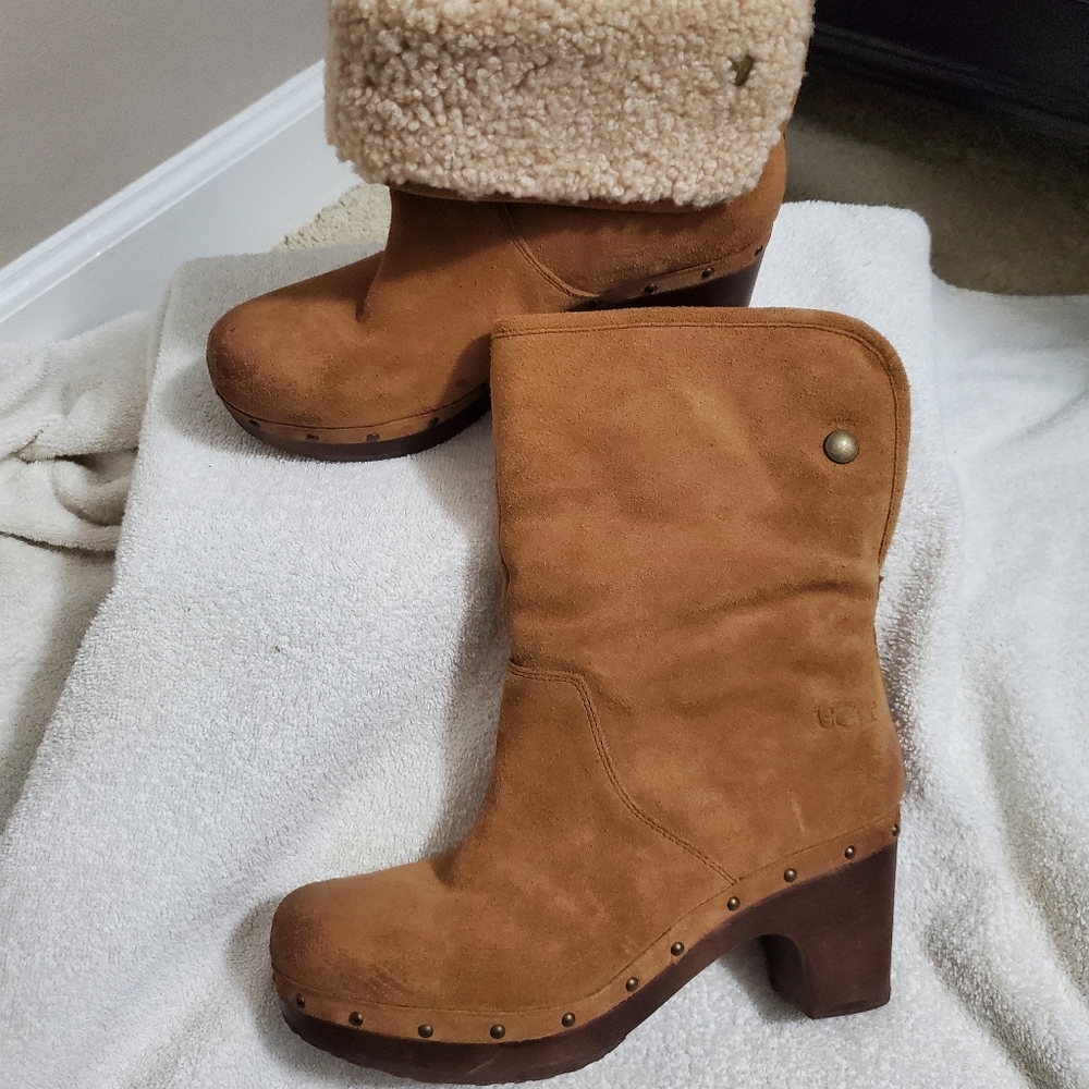 LYNNEA Ugg Tan Suede Heeled Boot sz. 7
